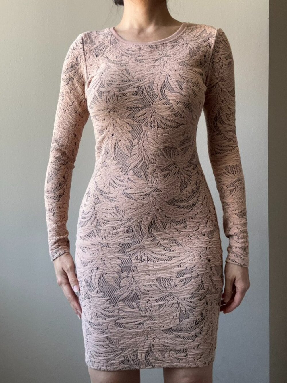 Pale pink tan bodycon dress